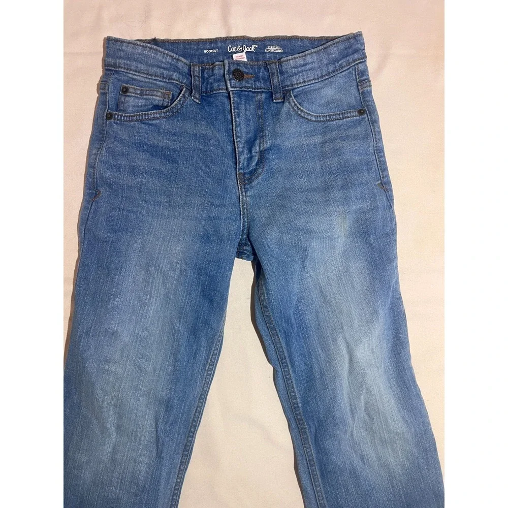 Cat and Jack Stretch Bookcut Light Wash Blue Jeans Girls SZ 10 Adjustable E9